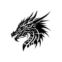 Techno Dragon Head with Circuit Board Body, Cyberpunk Futuristic Creature Design vector