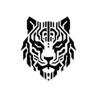 Futuristic Tiger Head Cyberpunk Style Abstract Animal Design for Digital Art and Graphic Illustrations vector