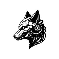 Futuristic Fox Face Illustration with Mechanical Detailing for Sci-Fi Aesthetics vector