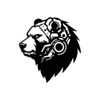 Futuristic Robotic Bear Head Design for High-Tech Logos and Unique Apparel Prints vector