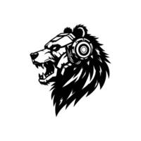 Techno Bear Cyberpunk Robot Animal Head Art Perfect for Posters and Apparel vector