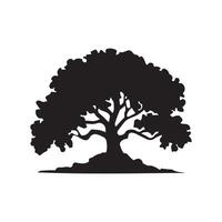 An oak tree silhouette on a white background vector