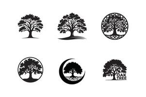Set of oak tree logos, icons and designs vector