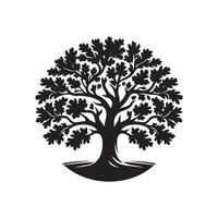 An oak tree logo with leaves and branches vector