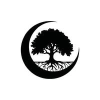 A black and white logo of a tree with roots vector