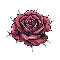 Red rose with spikes illustration vector