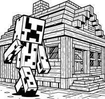 Minecraft coloring pages for kids vector