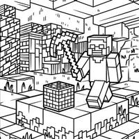 Minecraft coloring pages for kids vector