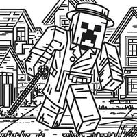 Minecraft coloring pages for kids vector