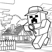 Minecraft coloring pages for kids vector