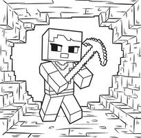 Minecraft coloring pages for kids vector