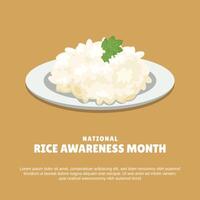 National Rice Awareness Month background. vector