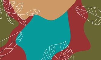 Minimalist abstract colorful wave and leaves background. vector