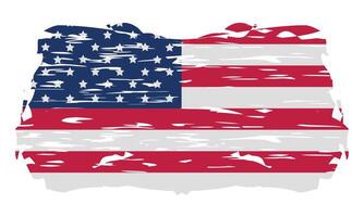 Painted brushstroke flag of USA with waving effect or american flag sticker vector