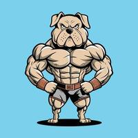 a cartoon bulldog with a big chest and muscles vector