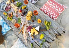 Top view beach picnic table photo