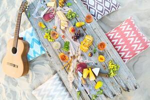 Top view beach picnic table photo