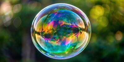 A soap bubble in the forest photo