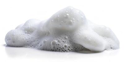 Soap foam on the white background. photo