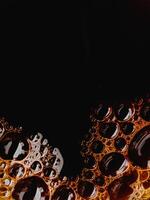 Coffee bubble from top view, Flat lay design, extreme close up. Copyspace for texture and background photo