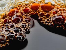 Coffee bubble from top view, Flat lay design, extreme close up. Copyspace for texture and background photo
