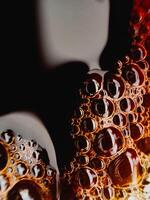Coffee bubble from top view, Flat lay design, extreme close up. Copyspace for texture and background photo