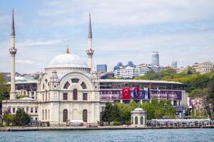 A view of Ortakoy mosque from the sea photo