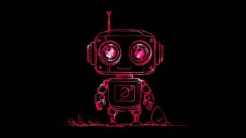 Neon frame effect, Robot Represents robotics or technological education on black background video