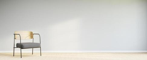 Living room style minimal with armchair on empty white wall background. 3D Rendering photo
