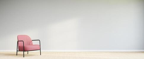 Living room style minimal with armchair on empty white wall background. 3D Rendering photo