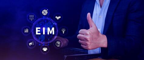 EIM Enterprise information management system, EIM Global Network with Analyzing Technological Data, Efficient Information Management, Network Connection. photo