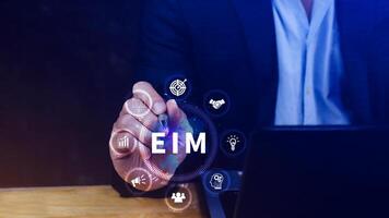 EIM Enterprise information management system, EIM Global Network with Analyzing Technological Data, Efficient Information Management, Network Connection. photo