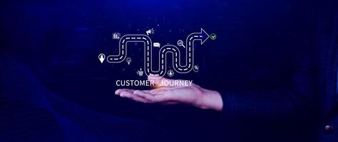 Customer journey concept, marketing and customer behavior analysis, Understanding customer journey to improve their overall customer experience and increase loyalty, Marketing strategic planning. photo
