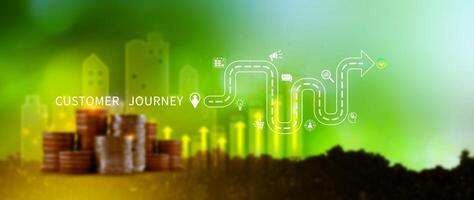 Customer journey concept, marketing and customer behavior analysis, Understanding customer journey to improve their overall customer experience and increase loyalty, Marketing strategic planning. photo