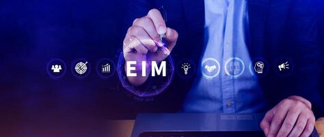 EIM Enterprise information management system, EIM Global Network with Analyzing Technological Data, Efficient Information Management, Network Connection. photo