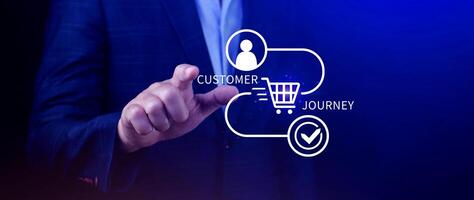 Customer journey concept, marketing and customer behavior analysis, Understanding customer journey to improve their overall customer experience and increase loyalty, Marketing strategic planning. photo