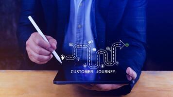 Customer journey concept, marketing and customer behavior analysis, Understanding customer journey to improve their overall customer experience and increase loyalty, Marketing strategic planning. photo