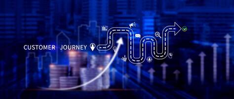 Customer journey concept, marketing and customer behavior analysis, Understanding customer journey to improve their overall customer experience and increase loyalty, Marketing strategic planning. photo