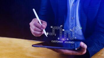 Customer journey concept, marketing and customer behavior analysis, Understanding customer journey to improve their overall customer experience and increase loyalty, Marketing strategic planning. photo