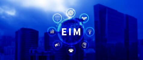 EIM Enterprise information management system, EIM Global Network with Analyzing Technological Data, Efficient Information Management, Network Connection. photo
