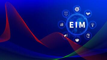 EIM Enterprise information management system, EIM Global Network with Analyzing Technological Data, Efficient Information Management, Network Connection. photo