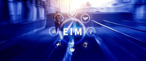 EIM Enterprise information management system, EIM Global Network with Analyzing Technological Data, Efficient Information Management, Network Connection. photo