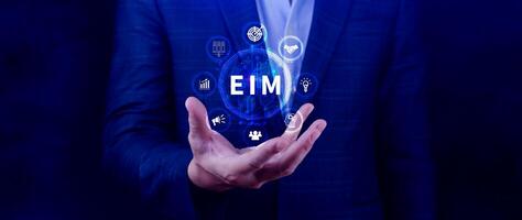 EIM Enterprise information management system, EIM Global Network with Analyzing Technological Data, Efficient Information Management, Network Connection. photo