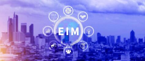 EIM Enterprise information management system, EIM Global Network with Analyzing Technological Data, Efficient Information Management, Network Connection. photo