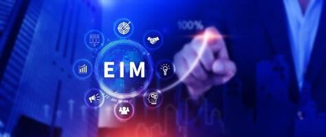 EIM Enterprise information management system, EIM Global Network with Analyzing Technological Data, Efficient Information Management, Network Connection. photo