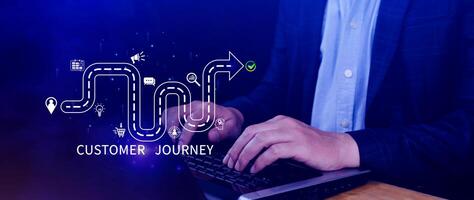 Customer journey concept, marketing and customer behavior analysis, Understanding customer journey to improve their overall customer experience and increase loyalty, Marketing strategic planning. photo