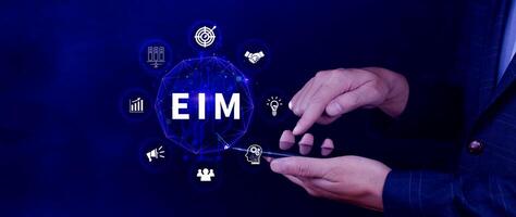 EIM Enterprise information management system, EIM Global Network with Analyzing Technological Data, Efficient Information Management, Network Connection. photo