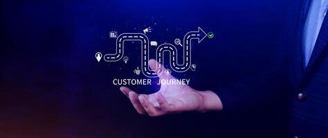 Customer journey concept, marketing and customer behavior analysis, Understanding customer journey to improve their overall customer experience and increase loyalty, Marketing strategic planning. photo
