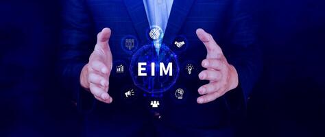 EIM Enterprise information management system, EIM Global Network with Analyzing Technological Data, Efficient Information Management, Network Connection. photo