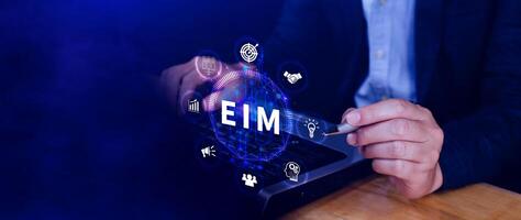 EIM Enterprise information management system, EIM Global Network with Analyzing Technological Data, Efficient Information Management, Network Connection. photo